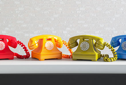 Colorful old rotary phones
